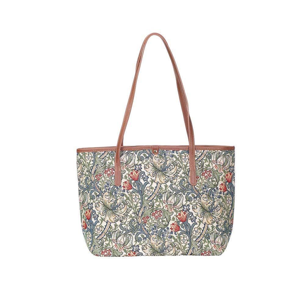 William Morris Golden Lily College/Shoulder Tote Bag