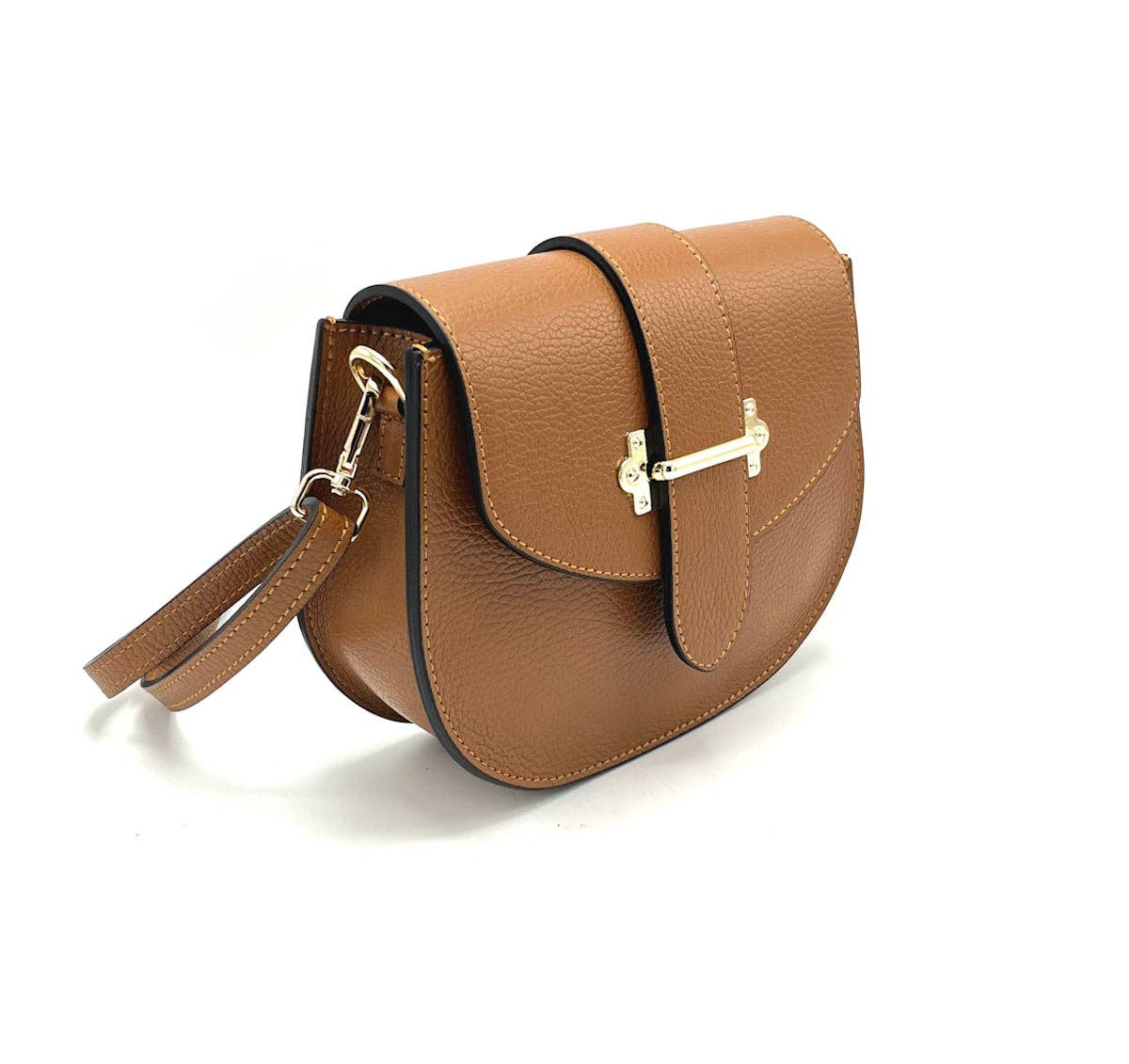 Genuine leather shoulder bag, Made in Italy ~ Camel