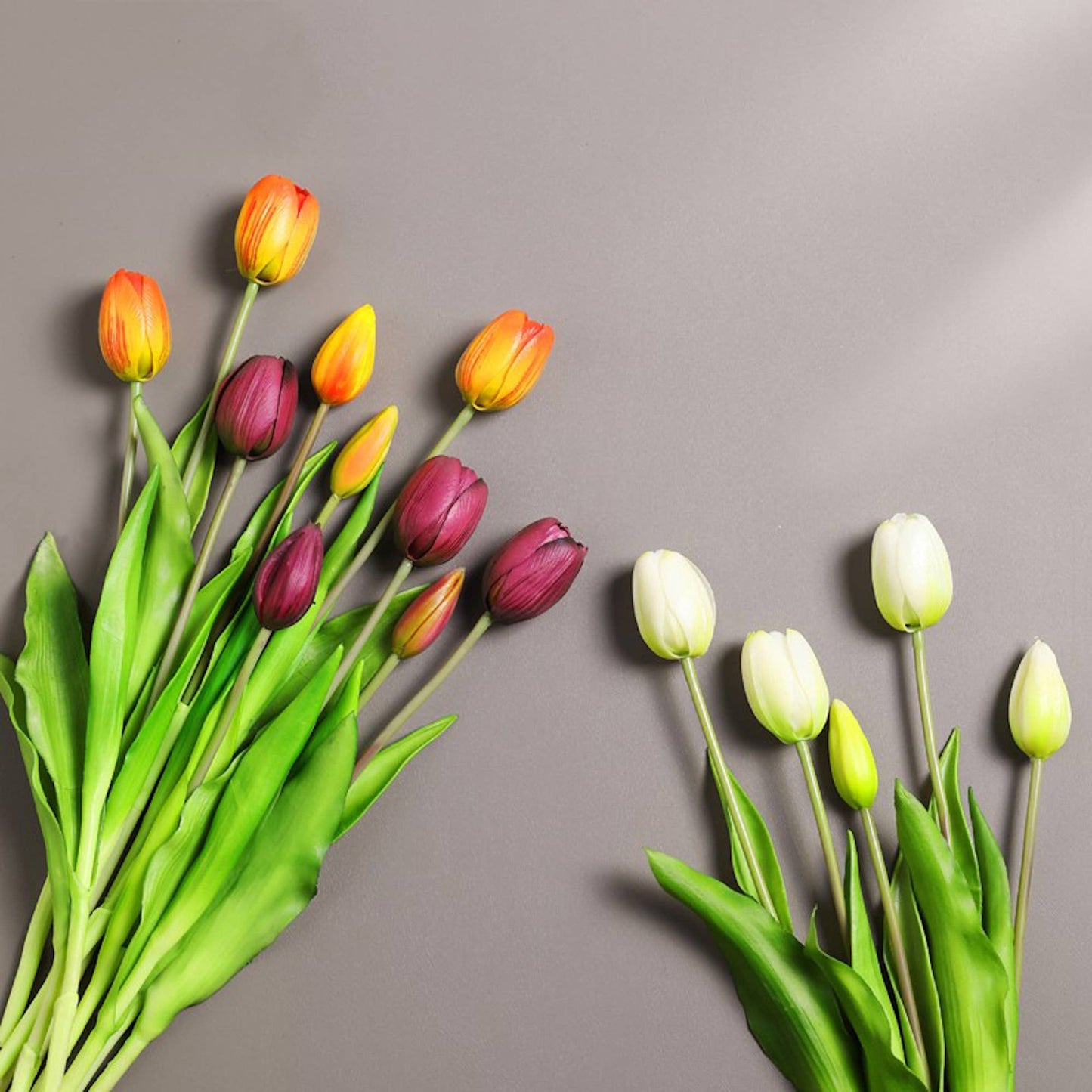 16" Real Touch Tulip-3 flowers 2 buds: Soft Pink