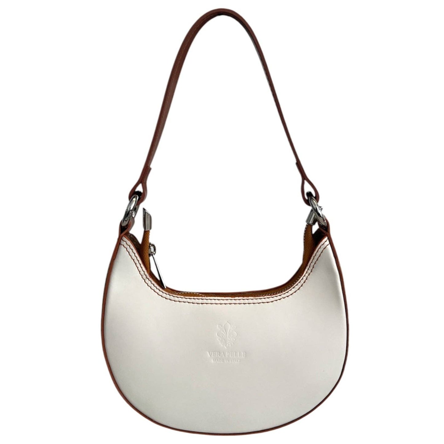 Modarno Women's Handbag with Removable Handle Bicolor in Genuine Cowhide Leather 21x5x12 cm: Sable