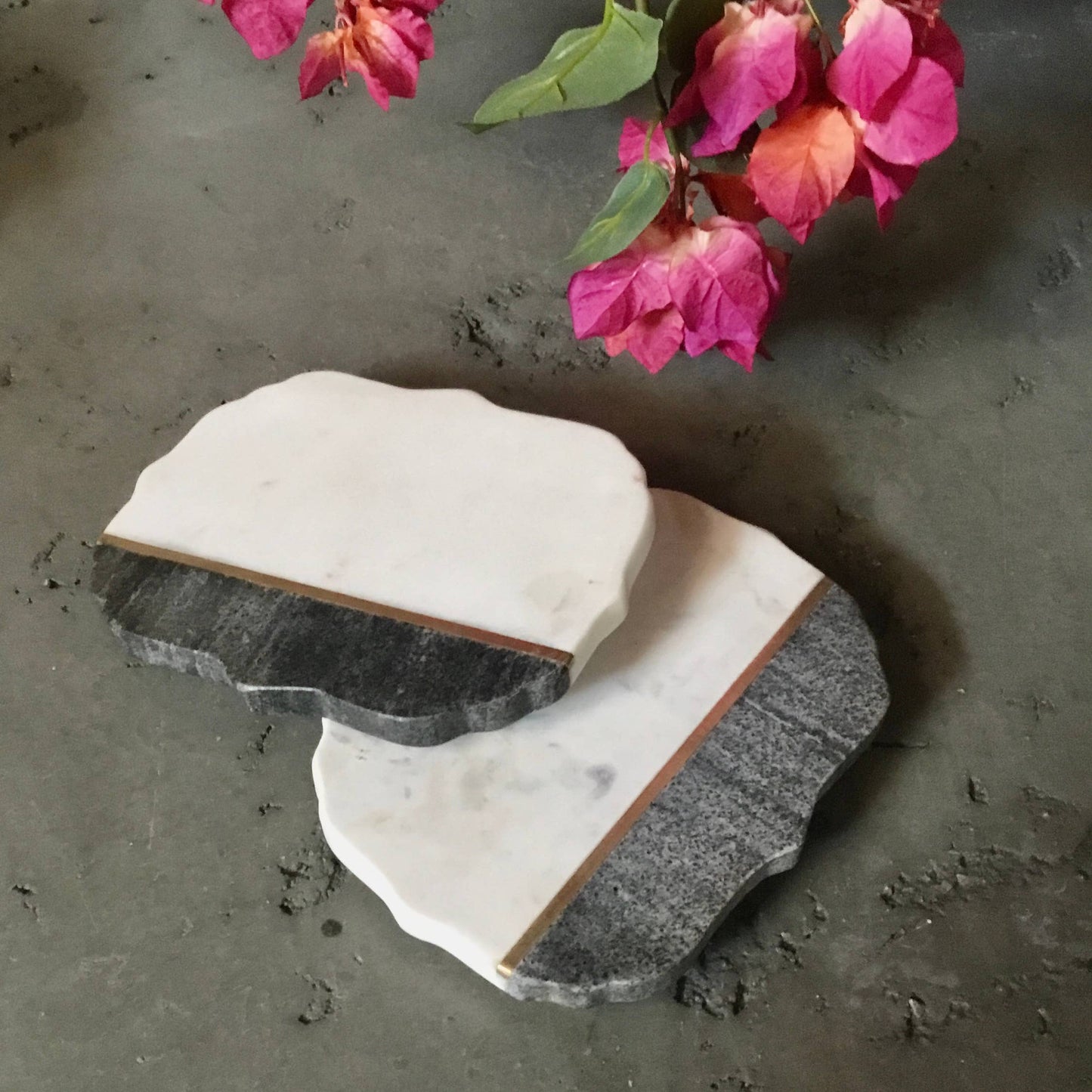 Black & White Marble Butterfly Trivet w/ Gold Inlay
