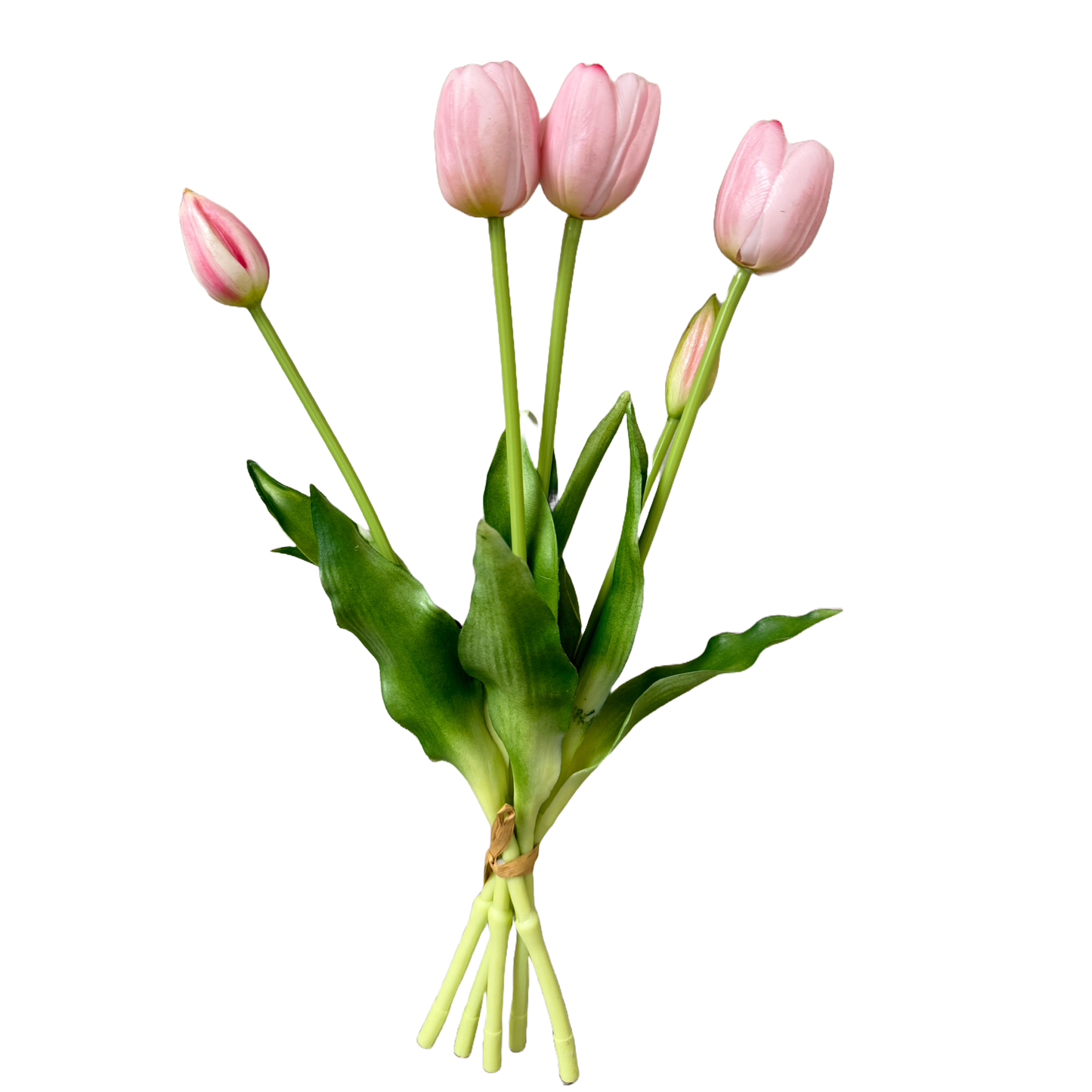 16" Real Touch Tulip-3 flowers 2 buds: Soft Pink