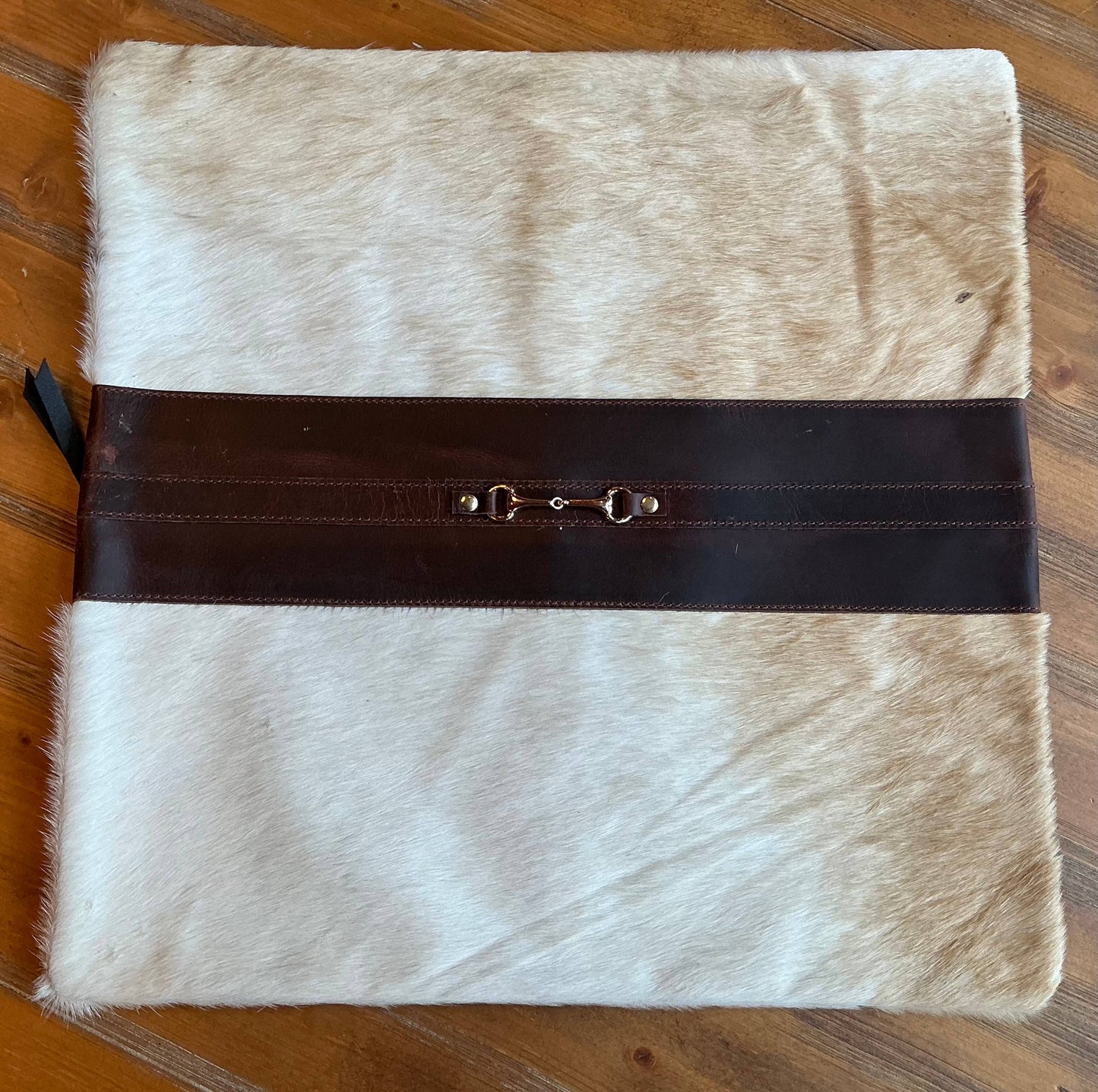 Snaffle Bit Cowhide Leather Pillow Cover 18”: #2