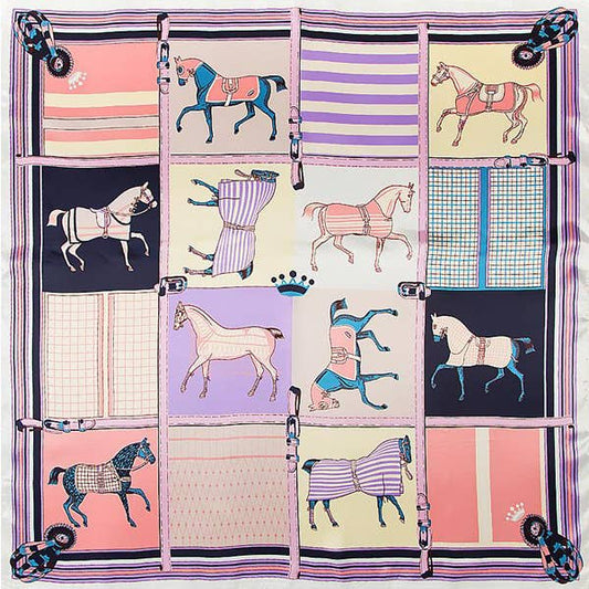 Equestrian Pink Trotting Horse Poly Scarf