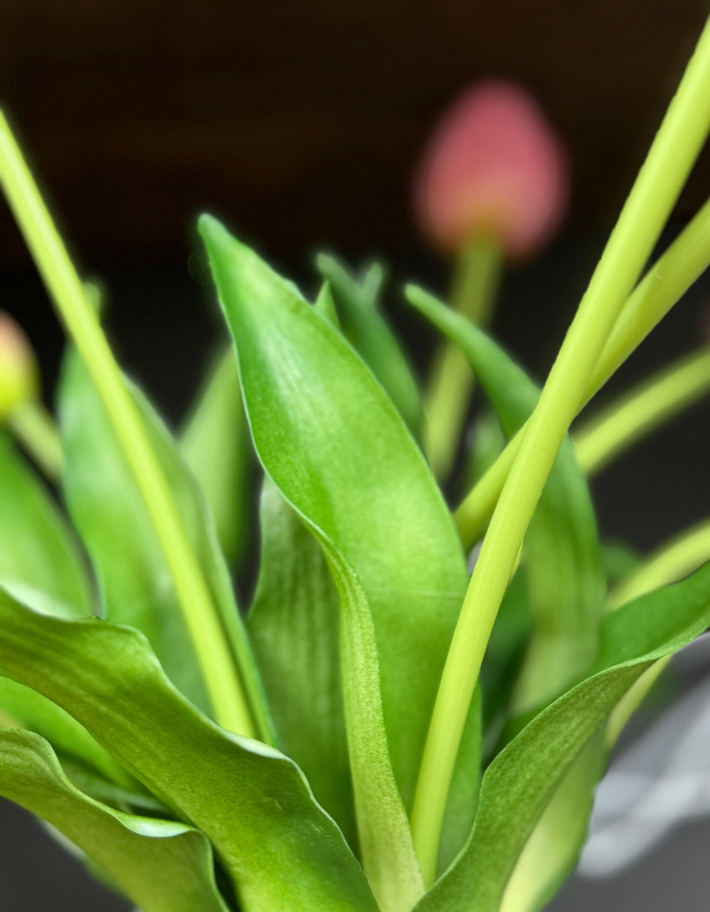 16" Real Touch Tulip-3 flowers 2 buds: Soft Pink