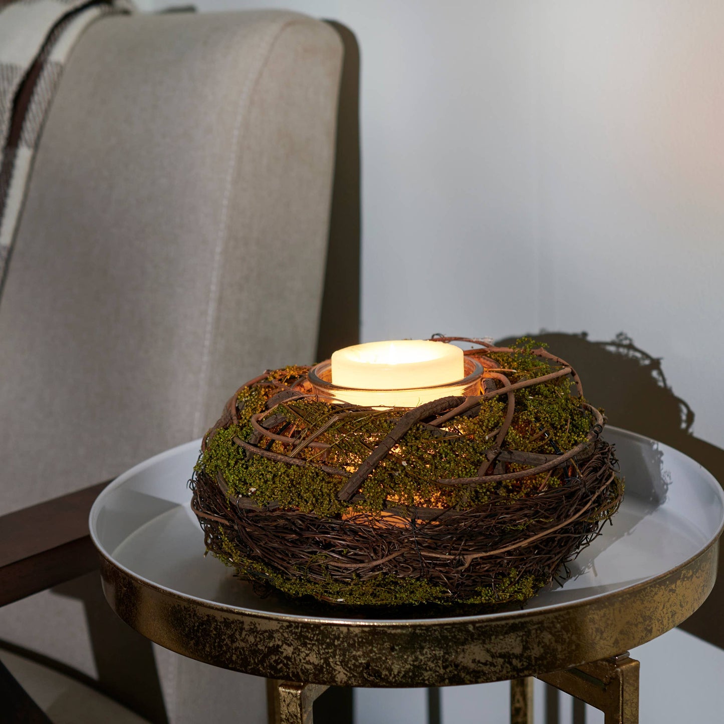 Moss Ball Candle Holder
