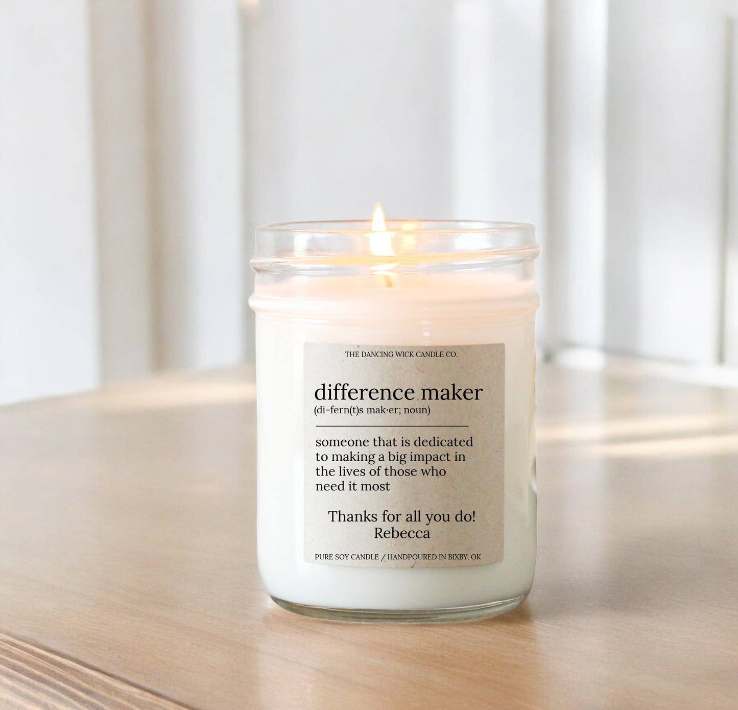 Difference Maker Candle / Coach, Teacher, Co-worker Gift: Regular 8 oz candle / Lavender Vanilla