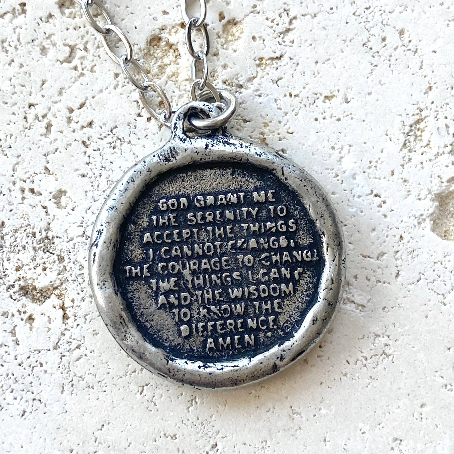 Serenity cross necklace religious Julio  jewelry prayer: Gold