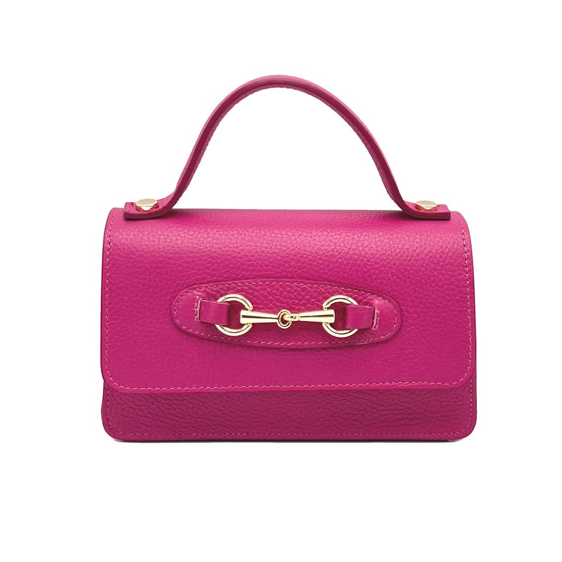 Genuine Leather Handbag with Chain, Made in Italy ~ Red