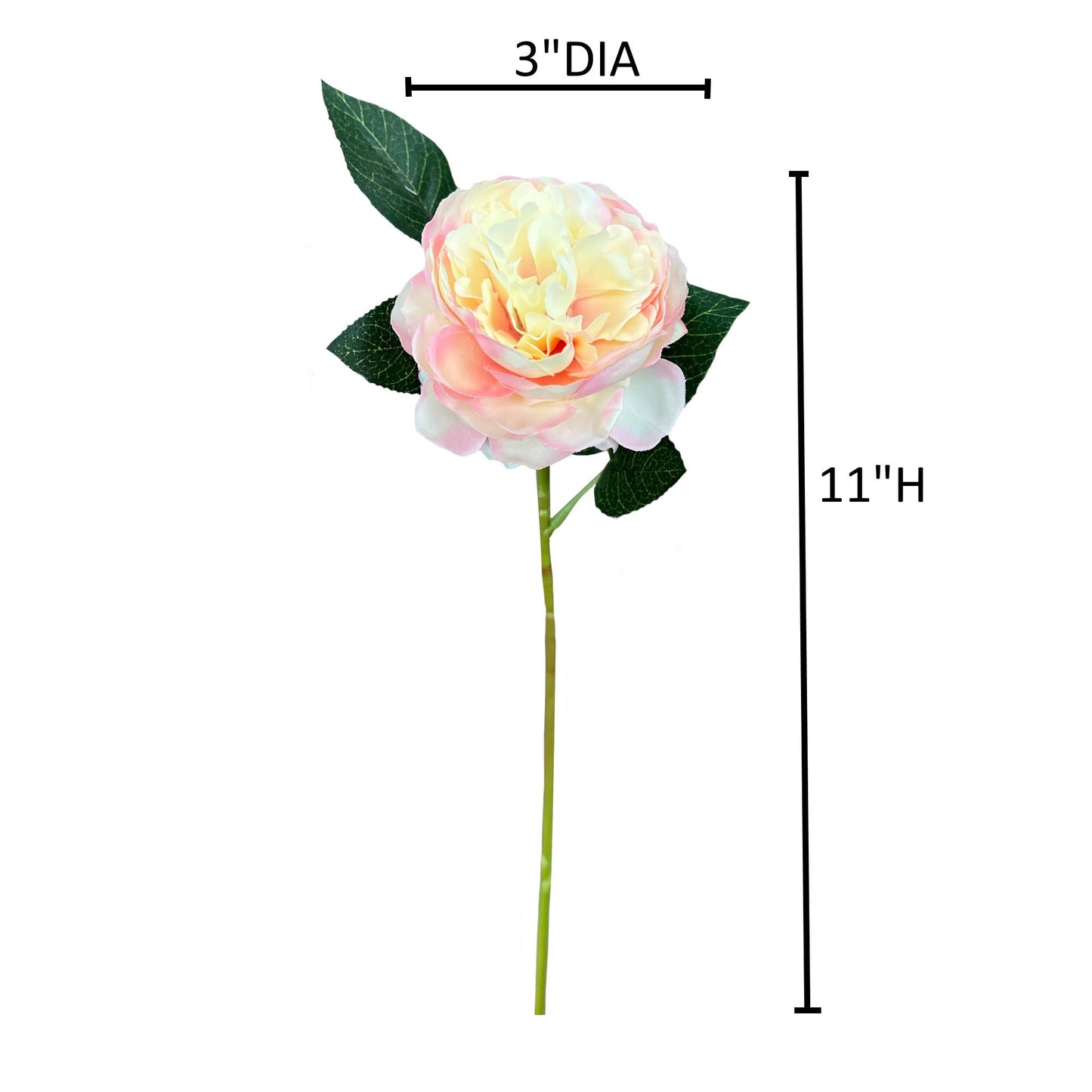 11" Artificial Cabbage Peony stem: Soft White