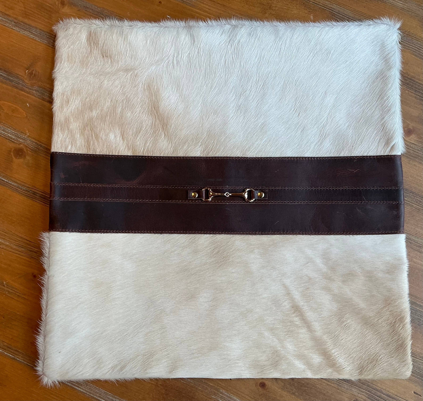 Snaffle Bit Cowhide Leather Pillow Cover 18”: #2