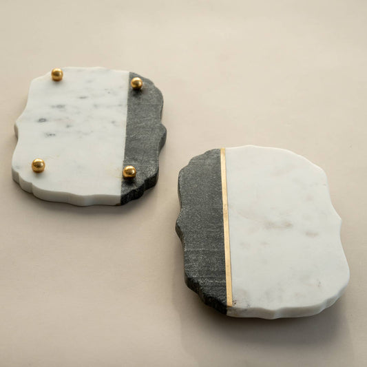 Black & White Marble Butterfly Trivet w/ Gold Inlay