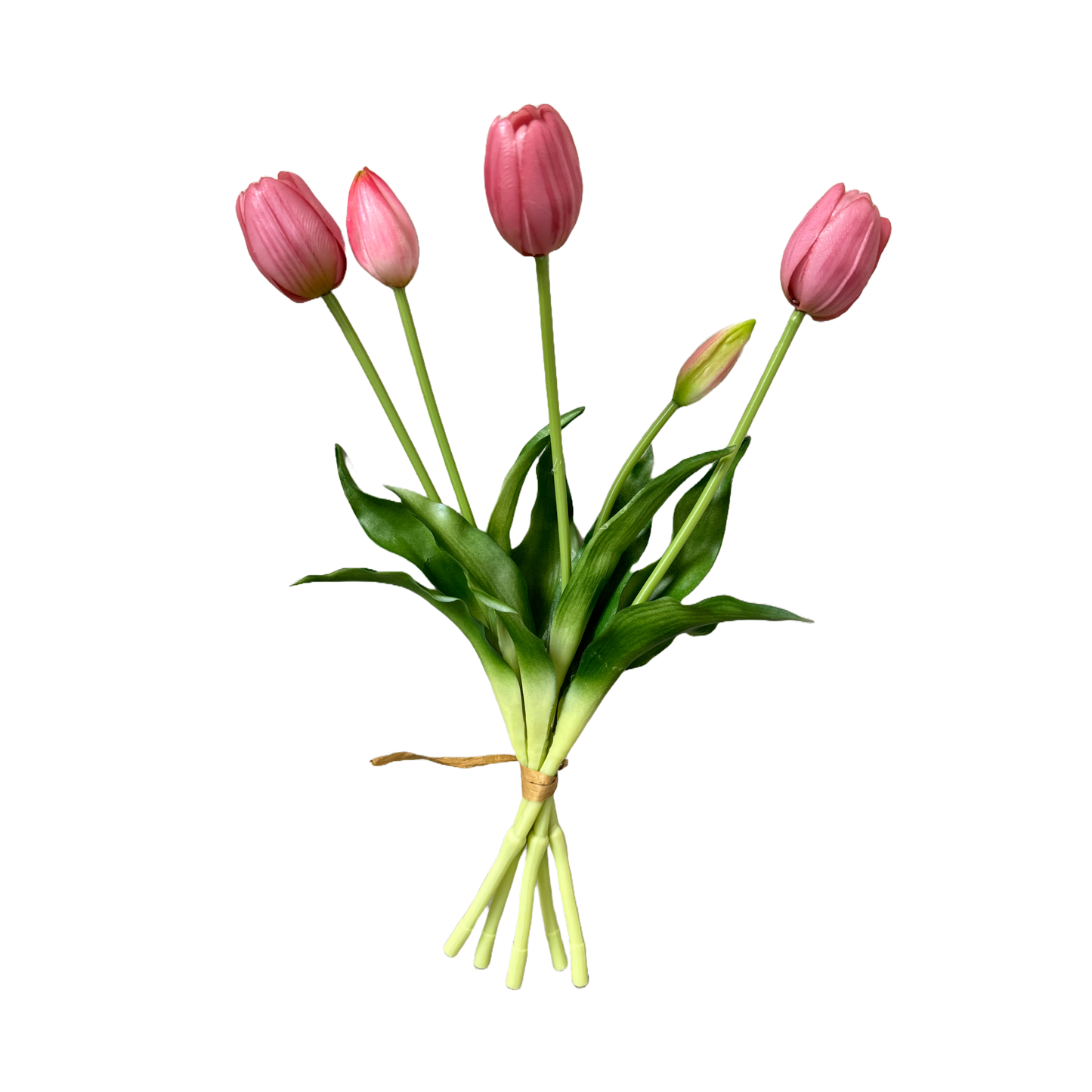 16" Real Touch Tulip-3 flowers 2 buds: Soft Pink