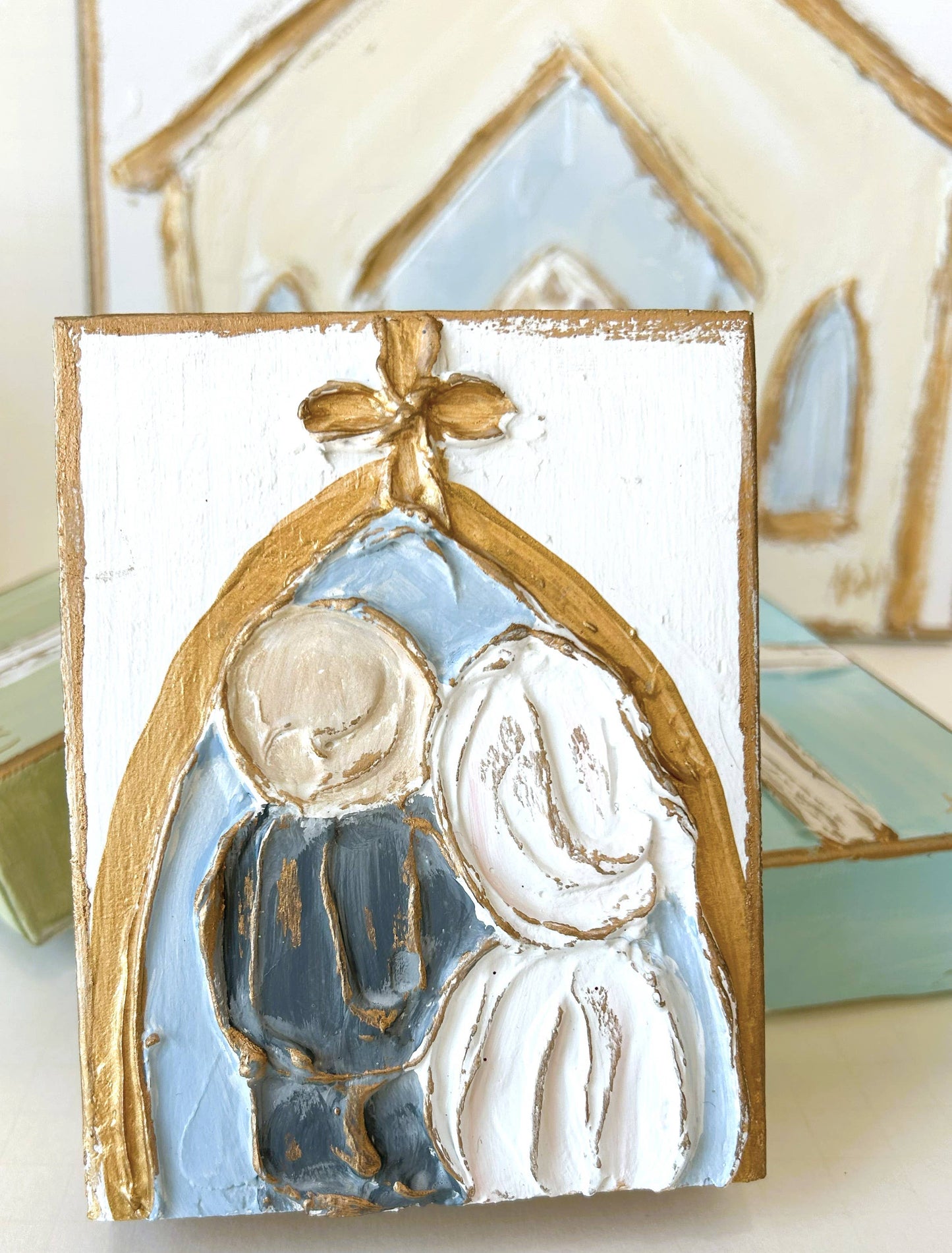 At the Church Door - Bride and Groom Wedding textured block