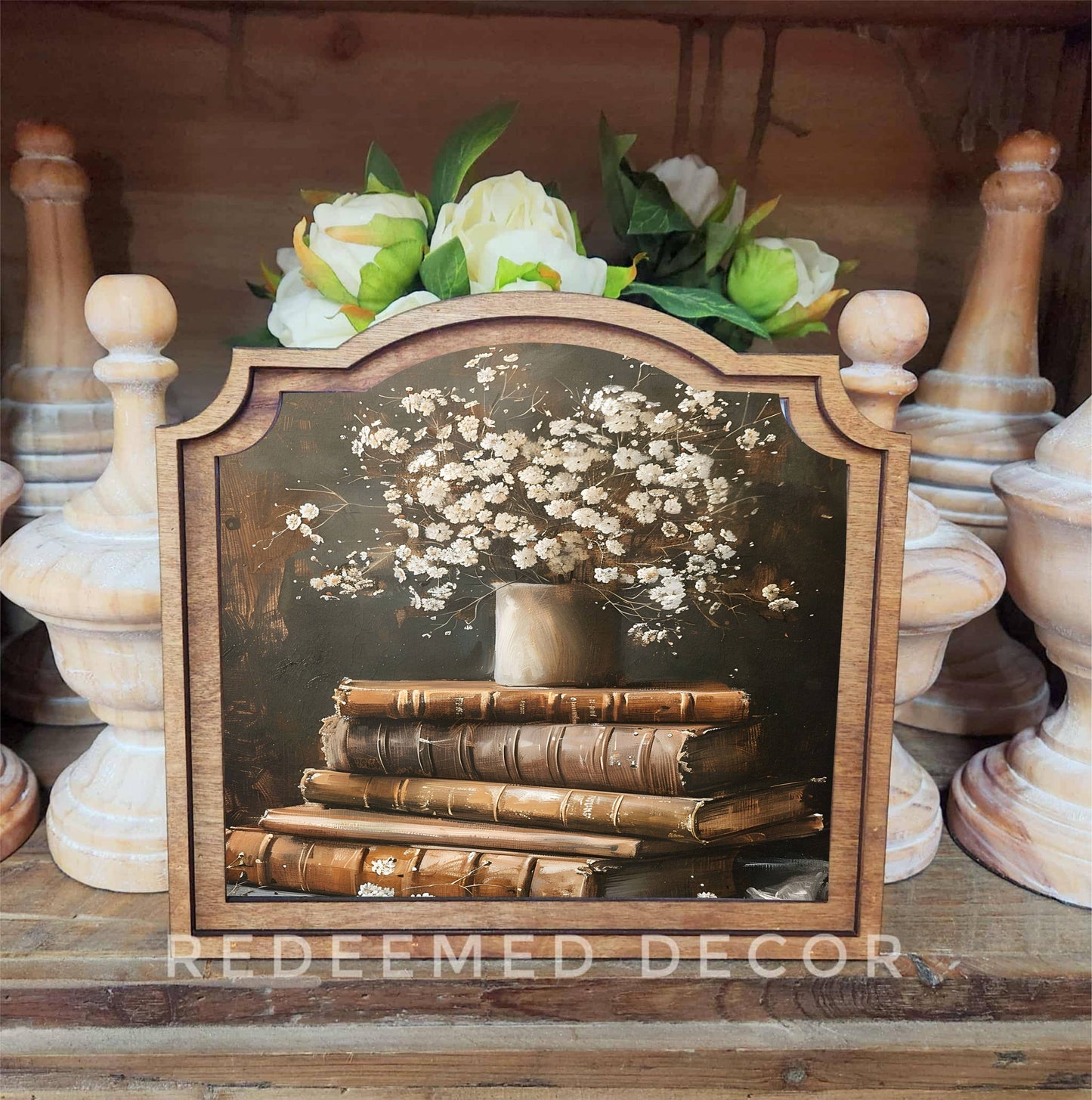 Provincial Books With Flowers Framed Art