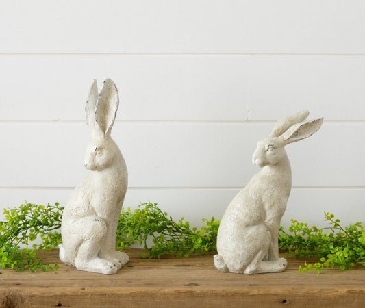 Distressed Rabbit Figurines - Set of 2