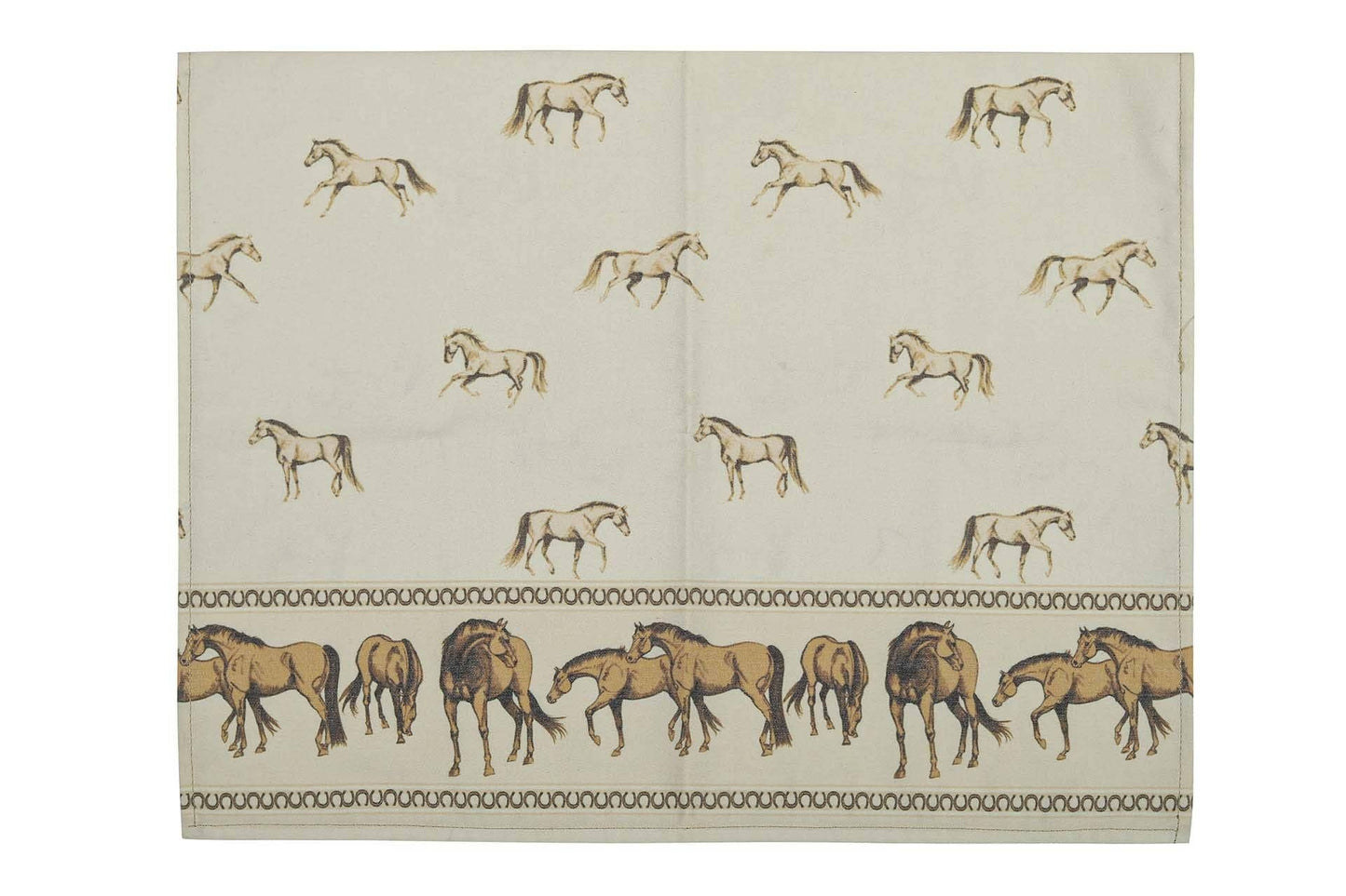 AWST Int'l Lila Horses on the Border Kitchen Towel: Cream