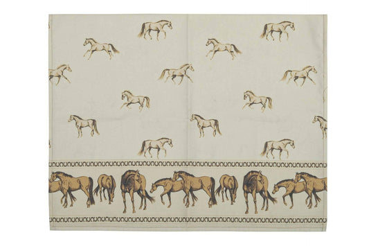 AWST Int'l Lila Horses on the Border Kitchen Towel: Cream