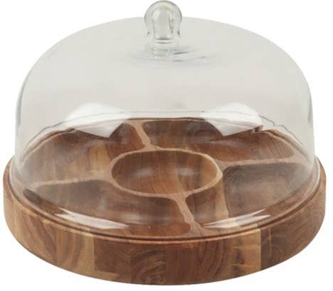 Wood Sectional Server w/Cloche