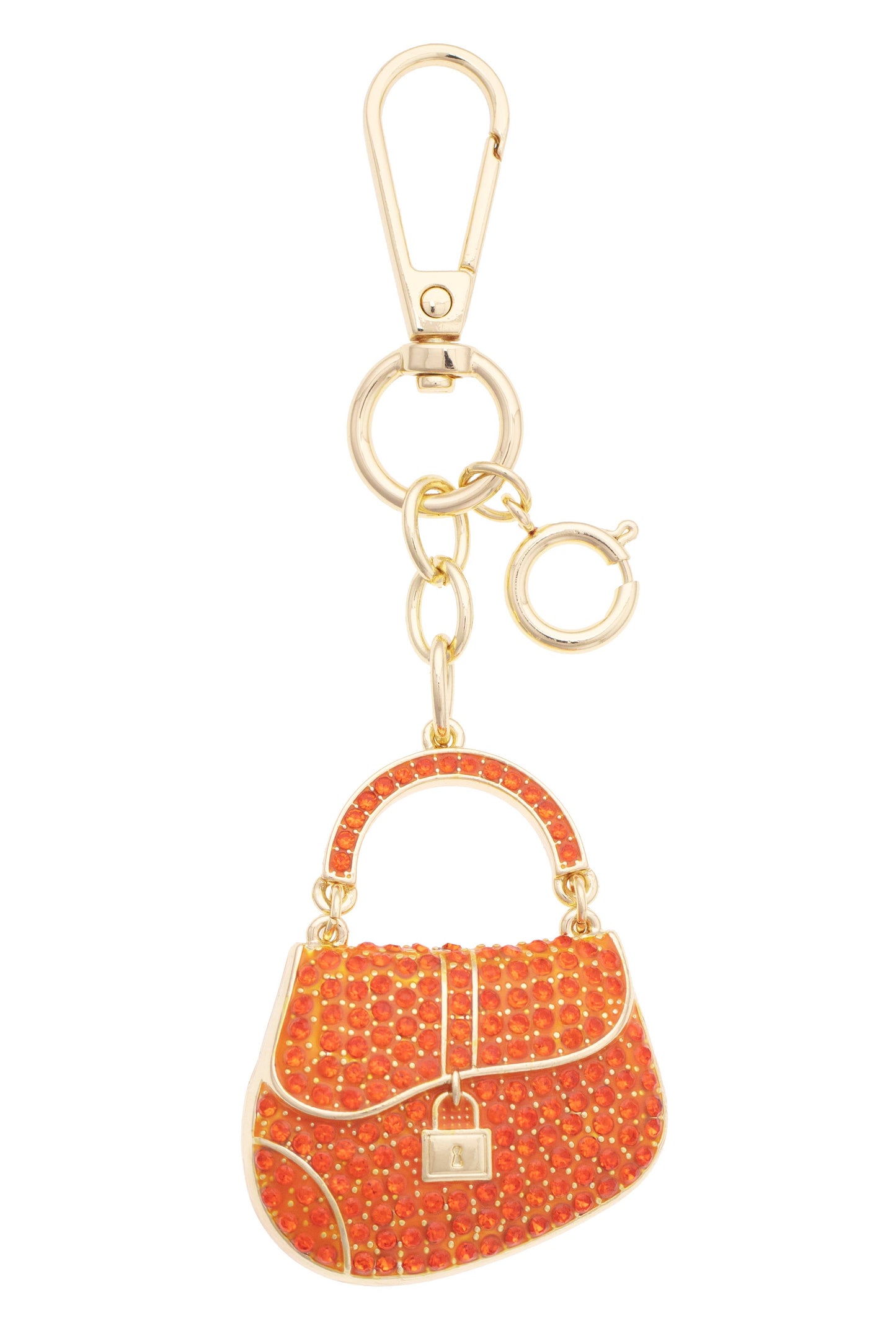 Saddle Bag Embellished Bag Charm in Orange