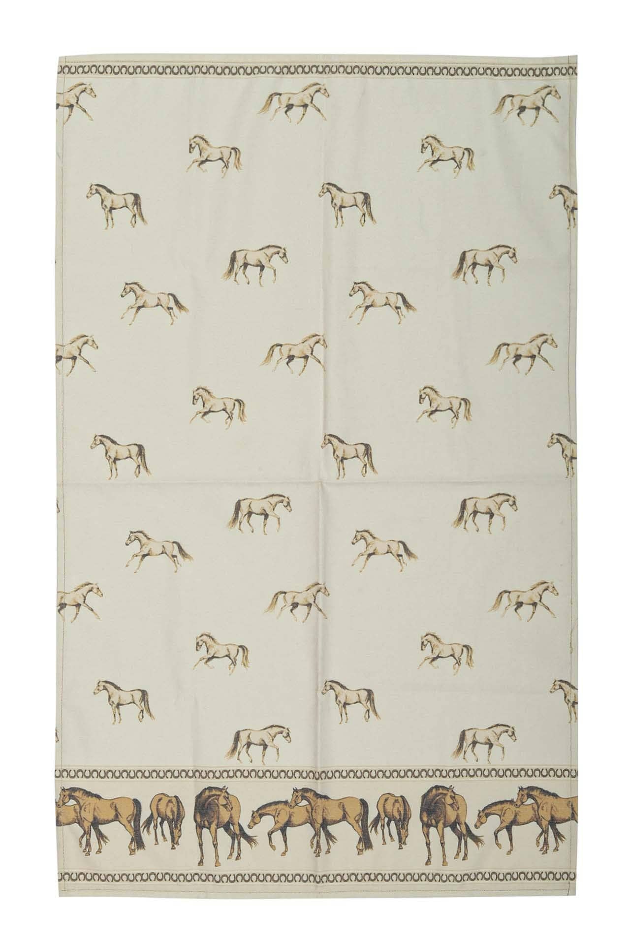 AWST Int'l Lila Horses on the Border Kitchen Towel: Cream