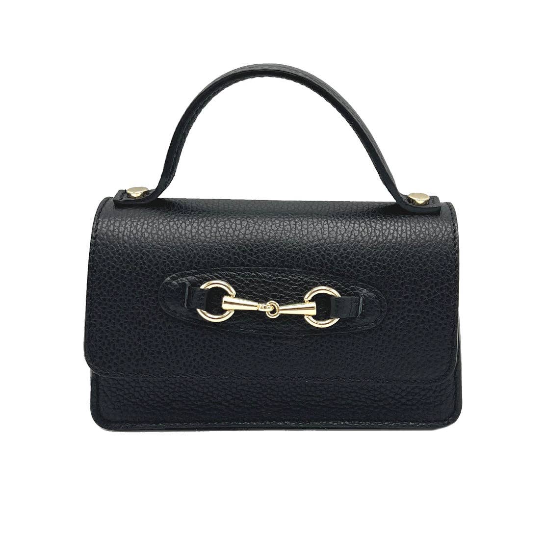 Genuine Leather Handbag with Chain, Made in Italy ~ Orange