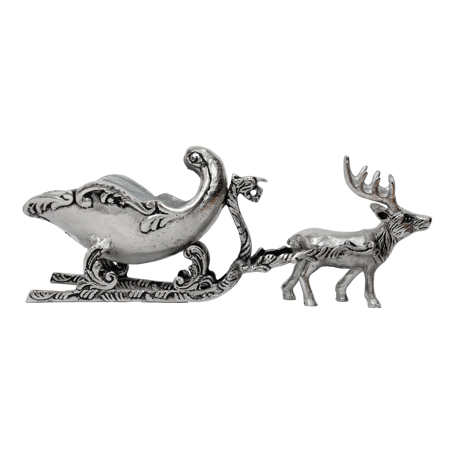 Metal Reindeer Pulling the Sleigh 15x5.5"