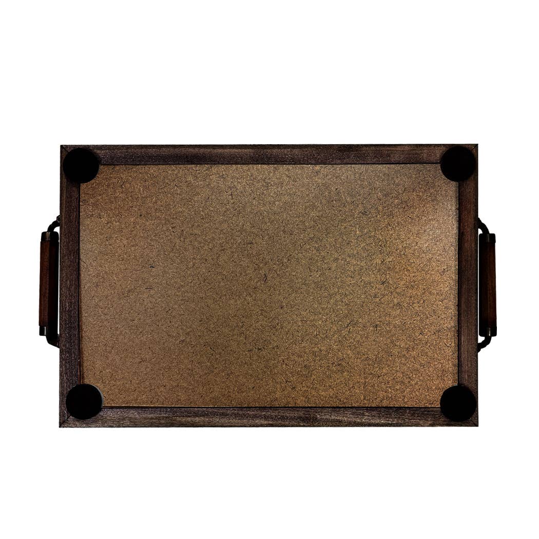 Fox Hunt Tapestry Wood and Glass Decorative Tray