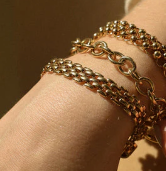 Estate Panther Chain Link Bracelet 14K Gold