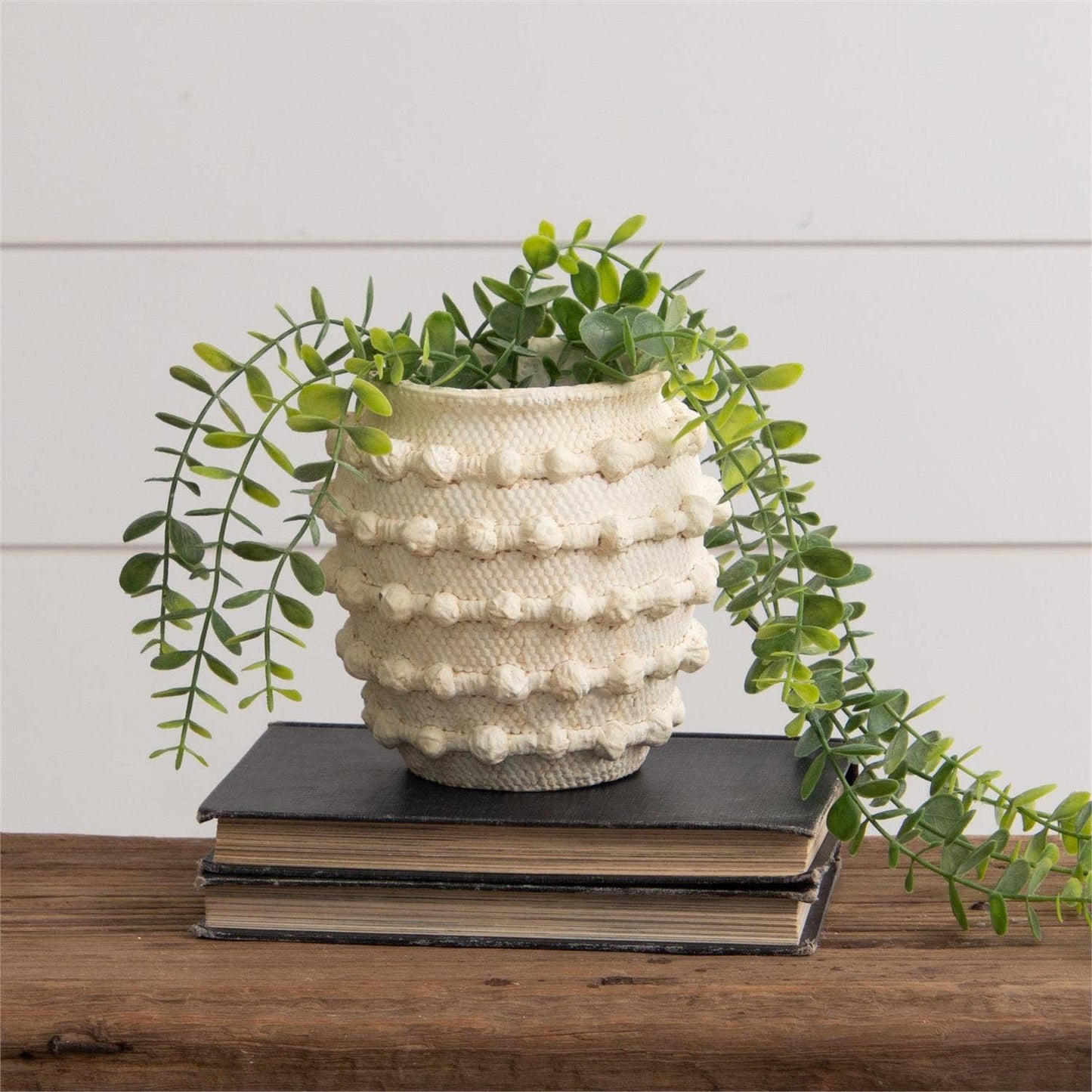 Ivory Textured Knot Cement Vase - Small