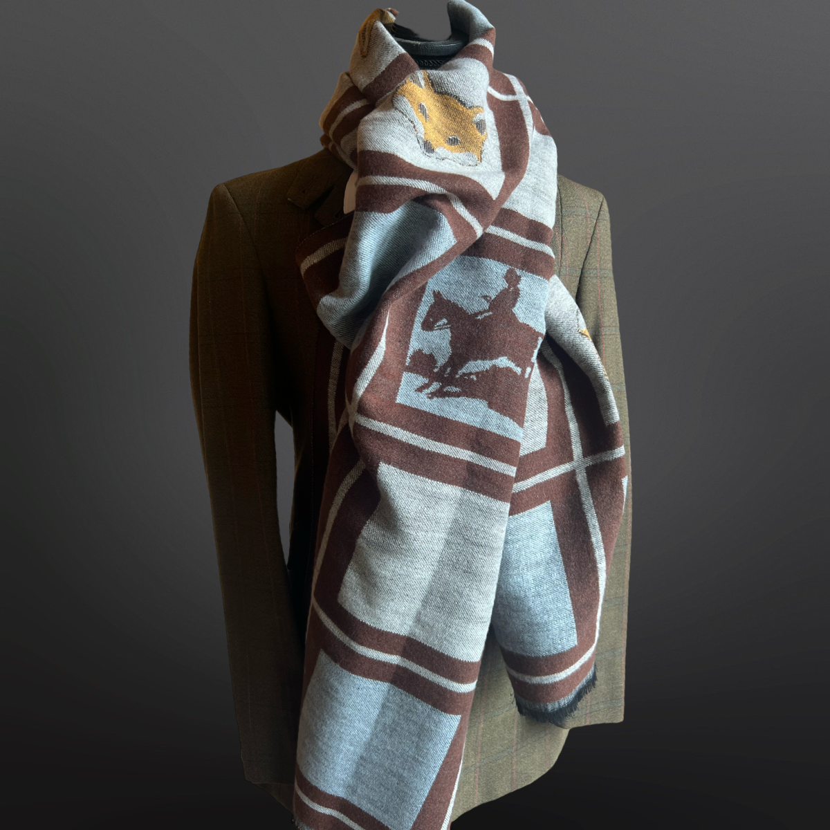 Equestrian Countryside Fox Hunt Design Winter Scarf