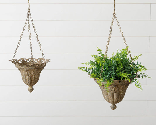 Iron Hanging Planters (Set Of 02)