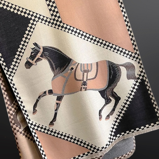 Equestrian Saddle Blanket Horse Winter Scarf: Tan