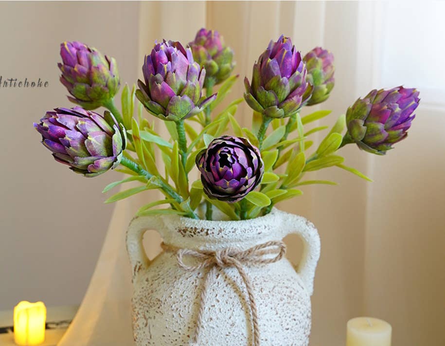 22"Artificial Artichoke Stem-3 colors: Green Blush
