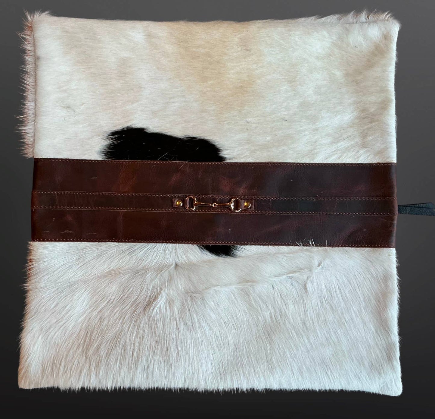 Snaffle Bit Cowhide Leather Pillow Cover 18”: #2
