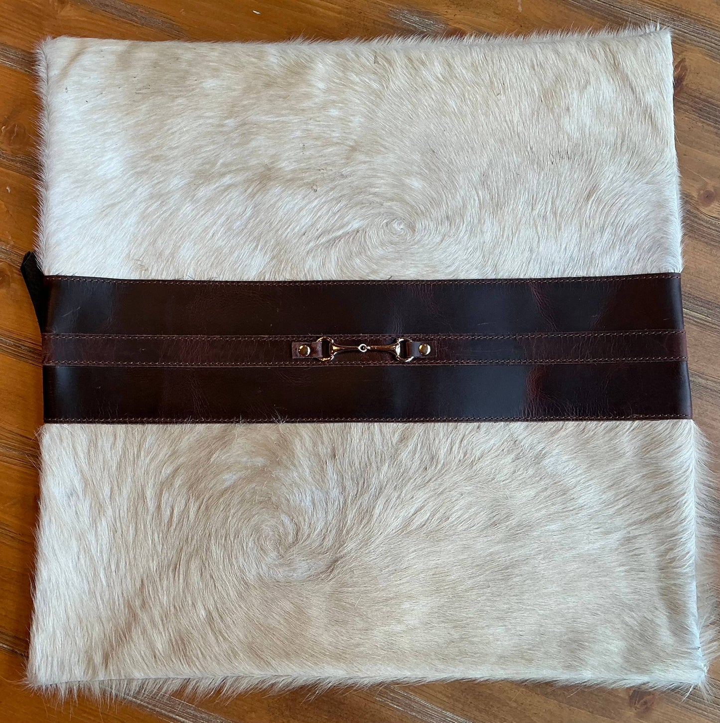 Snaffle Bit Cowhide Leather Pillow Cover 18”: #2