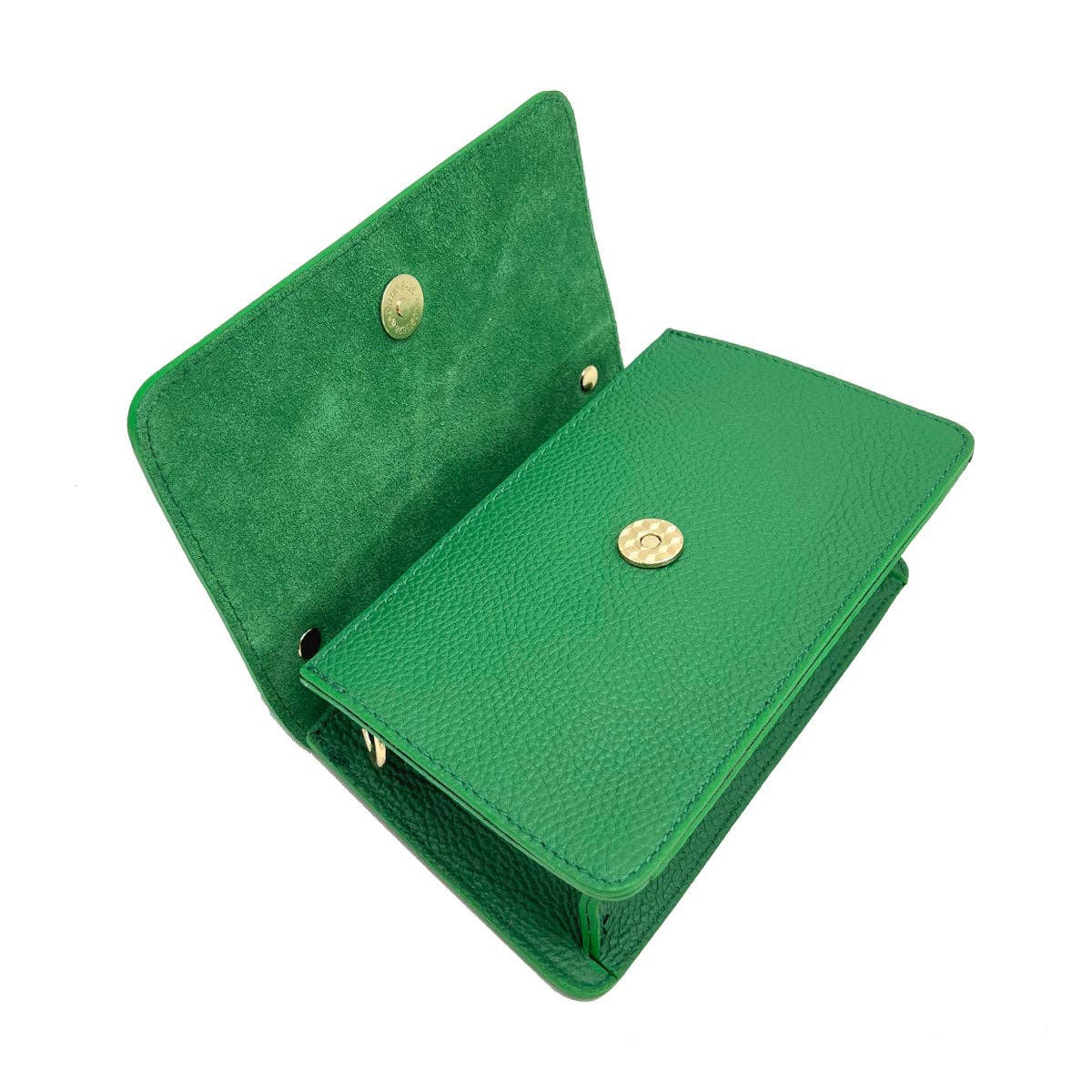 Genuine Leather Horse Bit Handbag with Chain. Made in Italy ~ Green