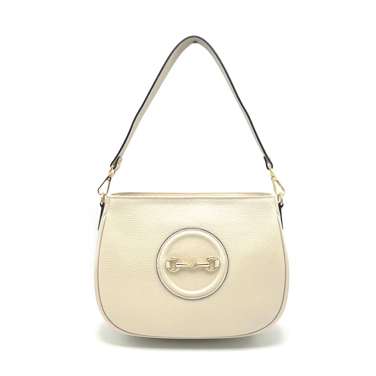 Genuine leather shoulder bag, Made in Italy, art. 112627: Black