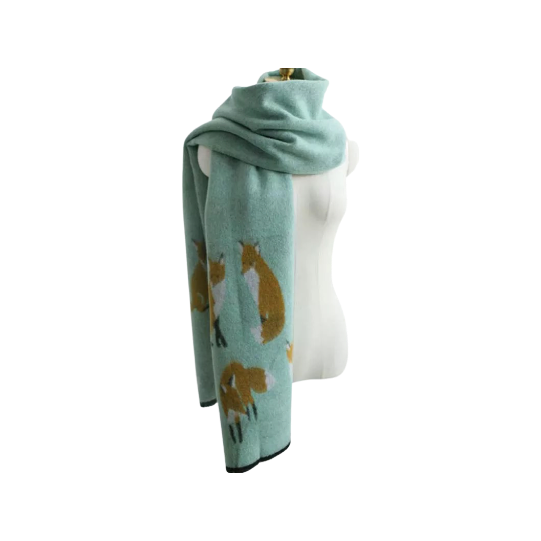 Tallyho Mr Fox Soft Winter Scarf Shawl: Dark Grey/Mustard