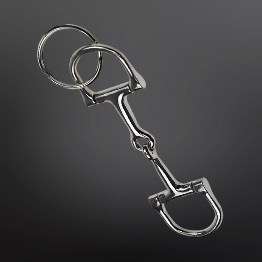 Western Equestrian Dee Ring Snaffle Bit Keychain: Loose Ring Snaffle - Gold