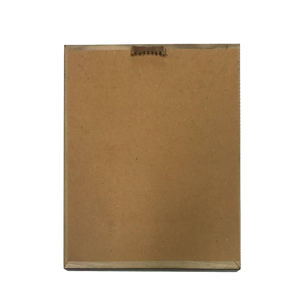 Dog and Horse at Stable Framed Painting Print on Canvas: Leather-look Black/Antiqued Gold / 5" x 6"