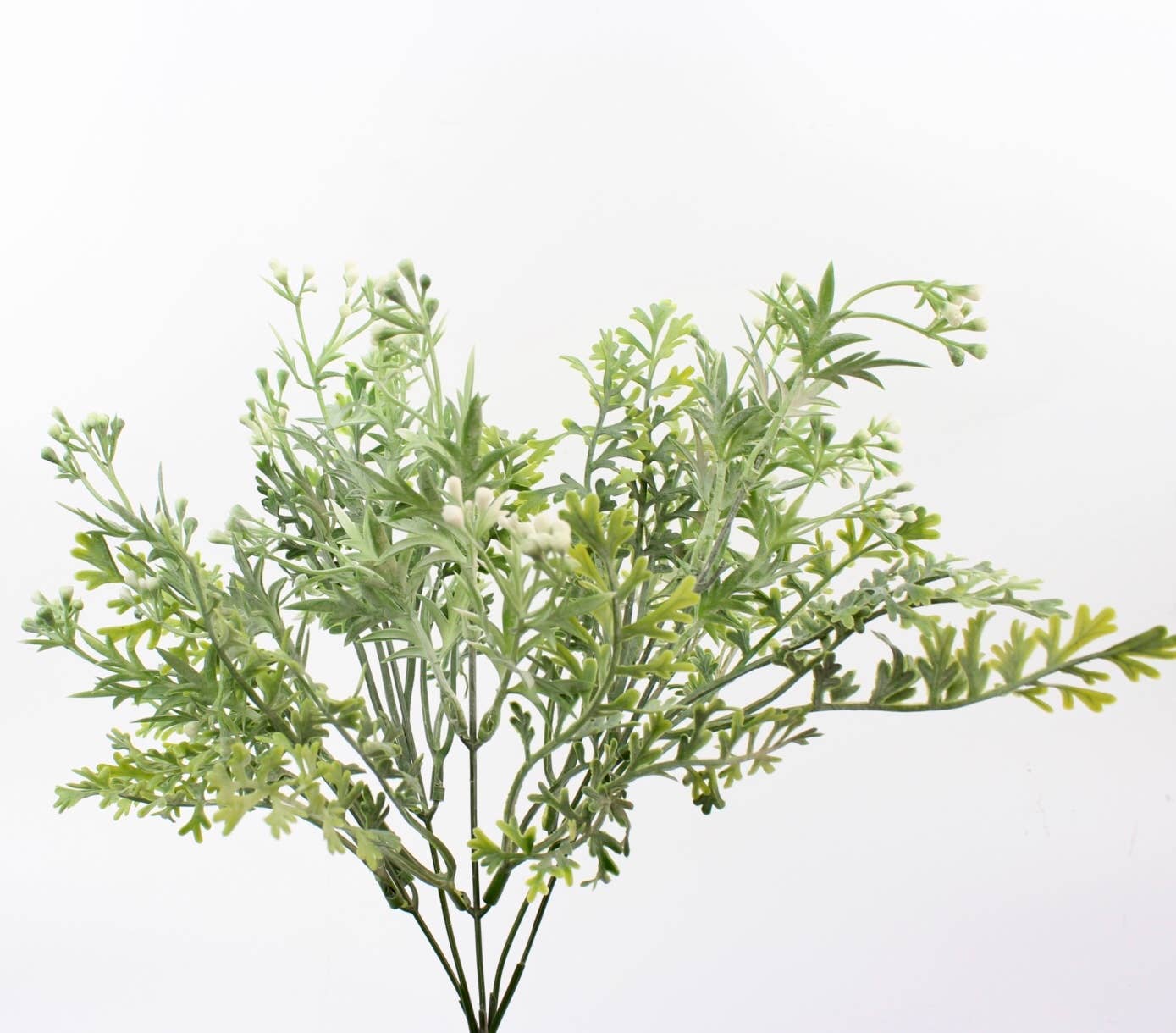 14" Artificial Flocked frosty Dusty Miller Bush: Blush Pink