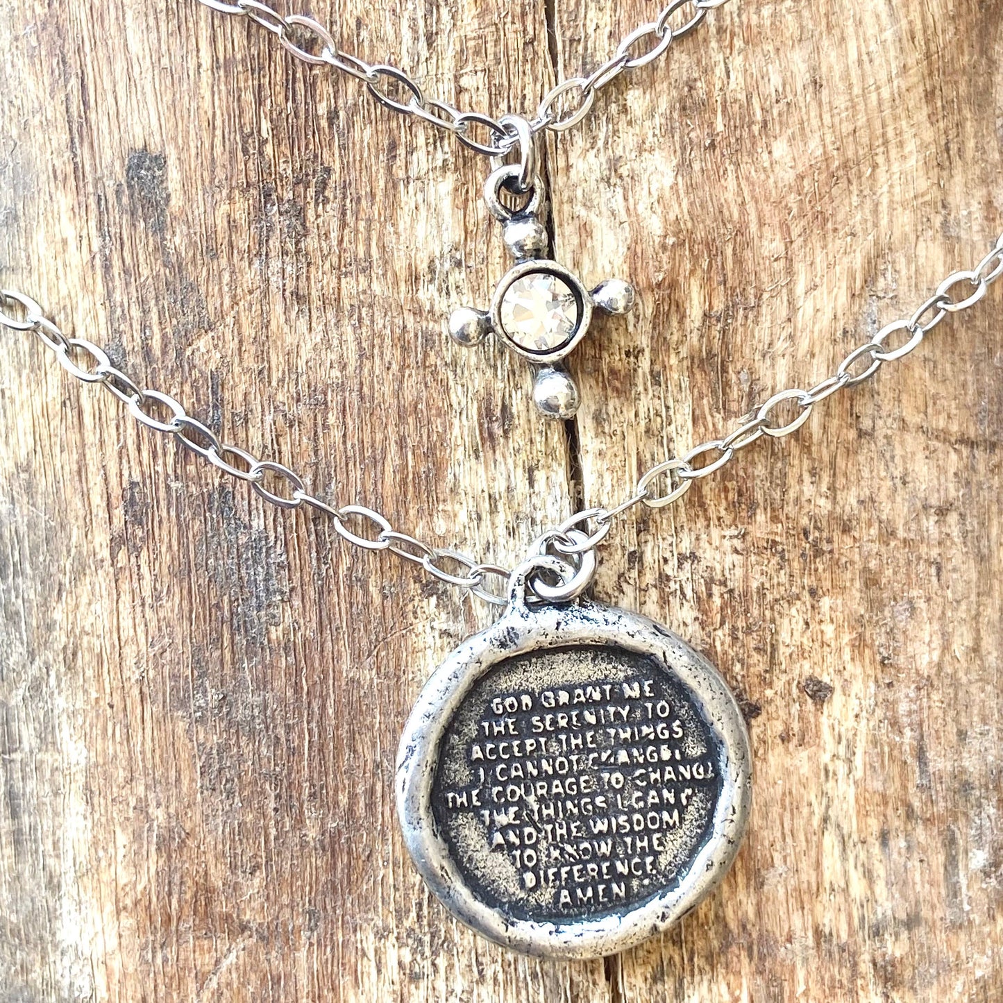 Serenity cross necklace religious Julio  jewelry prayer: Gold