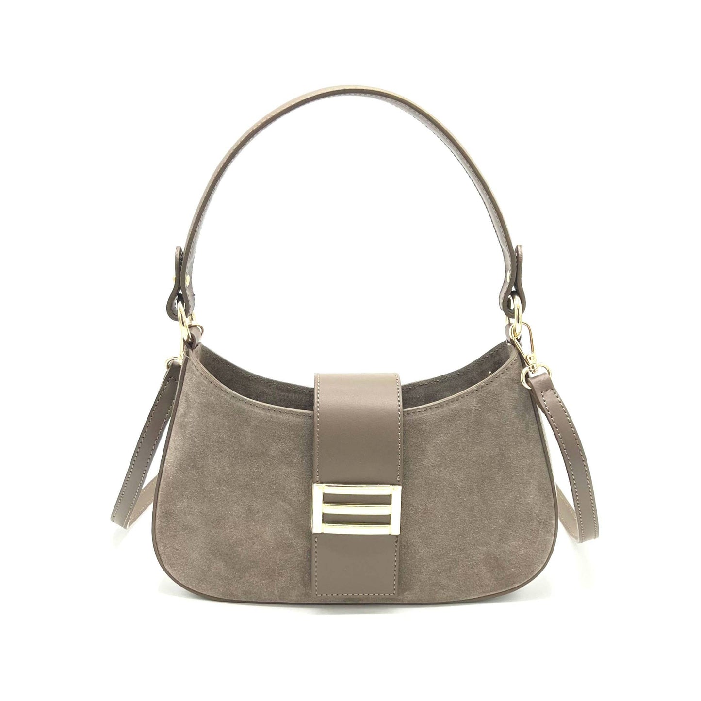 Suede leather shoulder bag,  Camel
