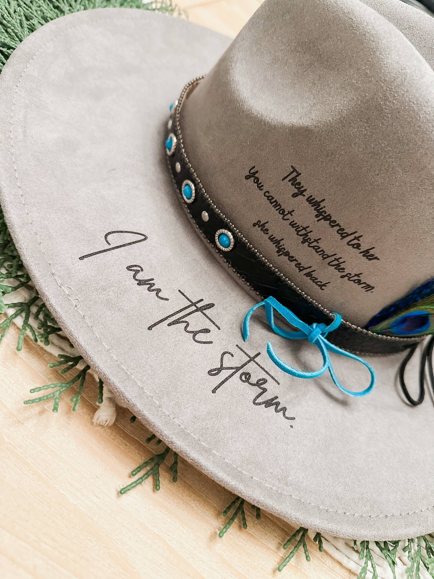 I am The Storm Burned Hat Western Hat Rancher Cowboy: Tan