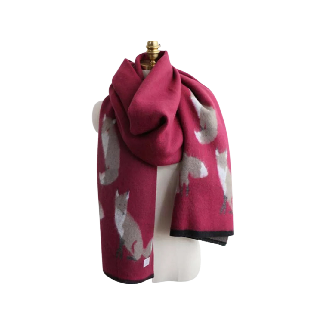 Tallyho Mr Fox Soft Winter Scarf Shawl: Beige/Cantaloupe