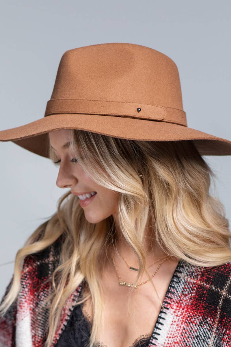 100% Wool Simplistic Panama Hat: Black / OS