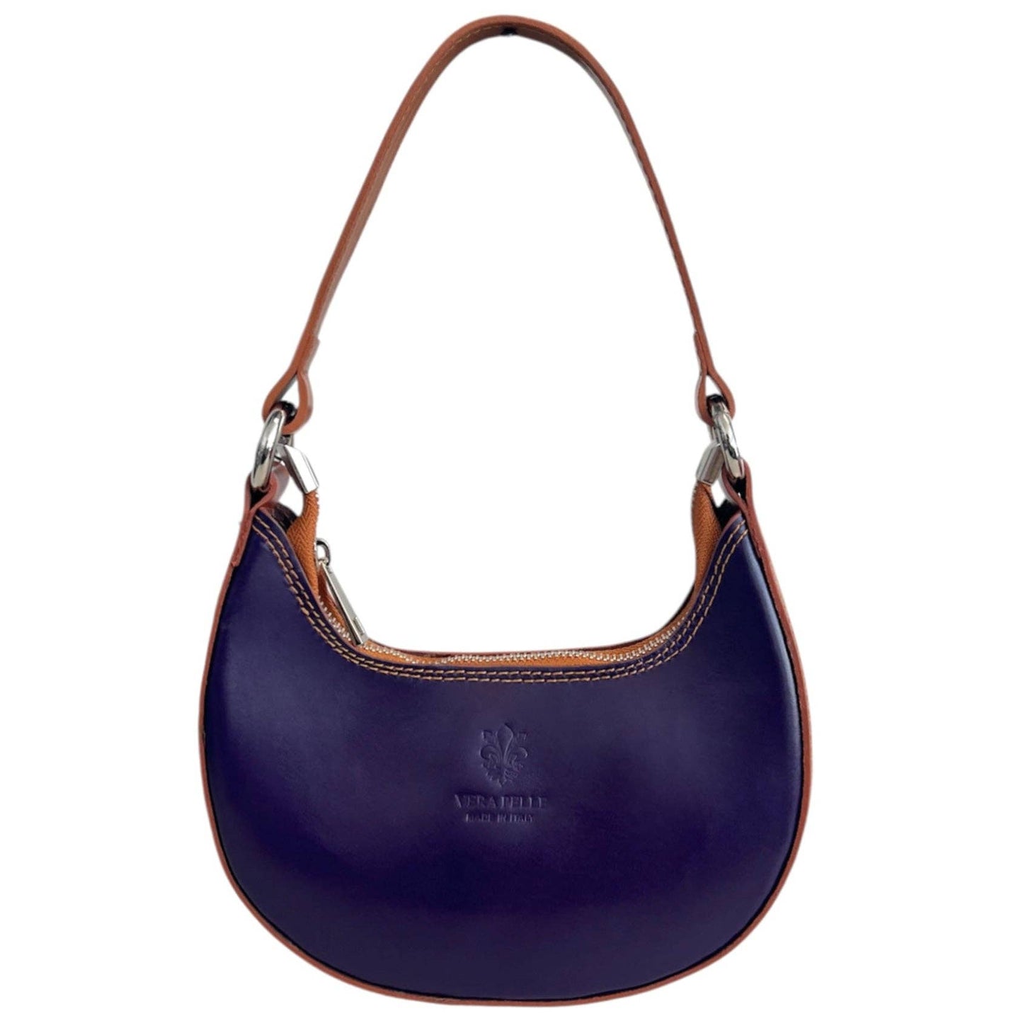 Modarno Women's Handbag with Removable Handle Bicolor in Genuine Cowhide Leather 21x5x12 cm: Sable