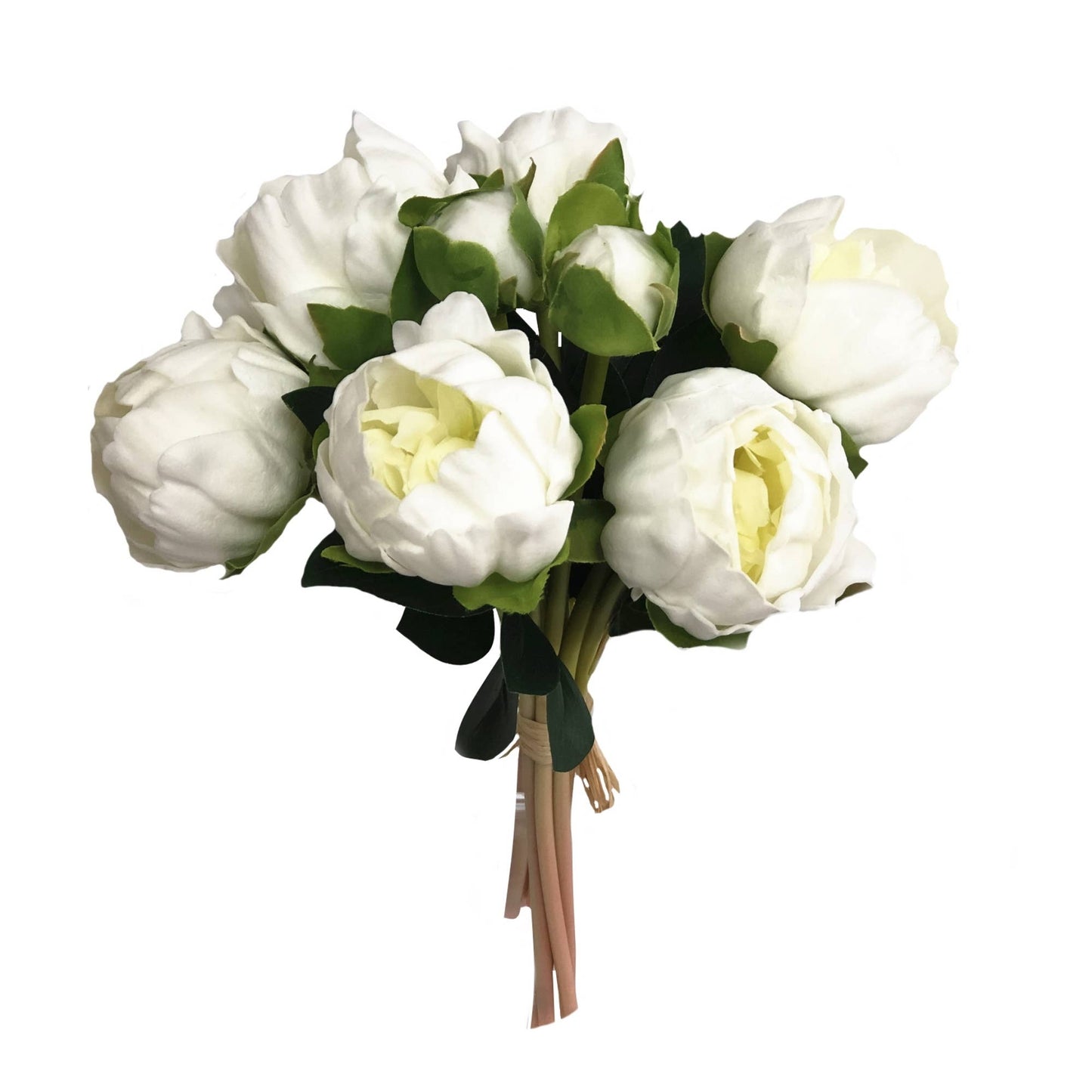 10.5" Real touch artificial Peony bundle-7 Flowers and buds: Ivory