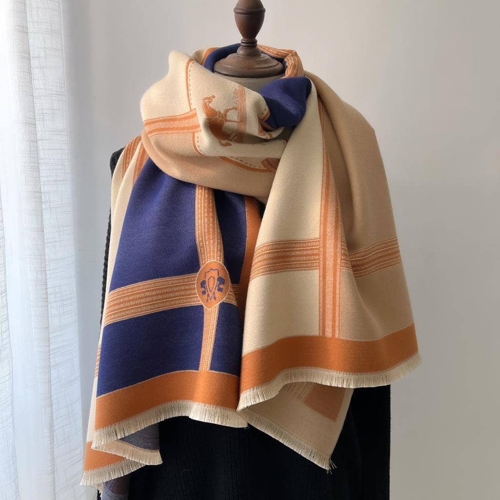Equestrian Blue/Peach Prance Reversible Wrap – Artisan Shawl